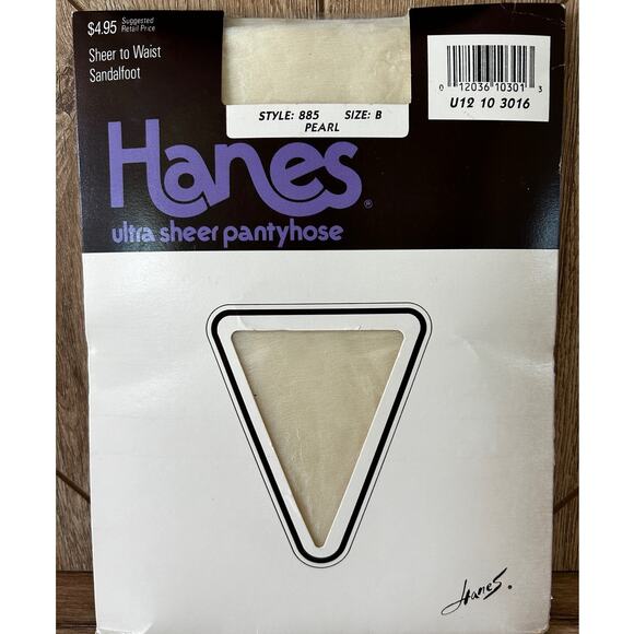 NOS Vintage Hanes Ultra Sheer Pantyhose Sandalfoot Pearl Sz B Style 885 - Picture 1 of 2